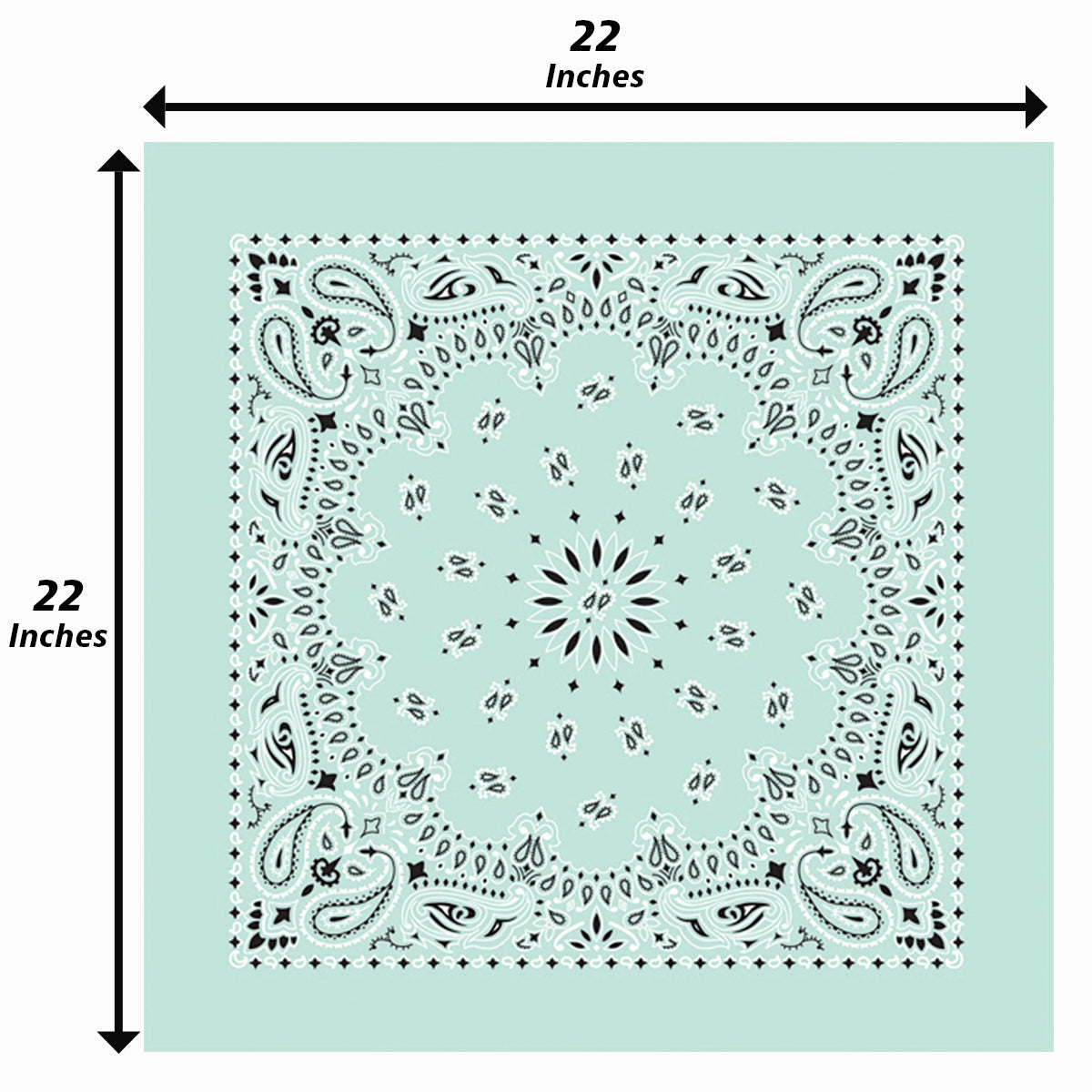 Mint Green Paisley Bandanna 4 Pack - Cotton 22x22