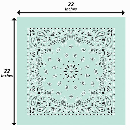 Mint Green Paisley Bandanna 4 Pack - Cotton 22x22