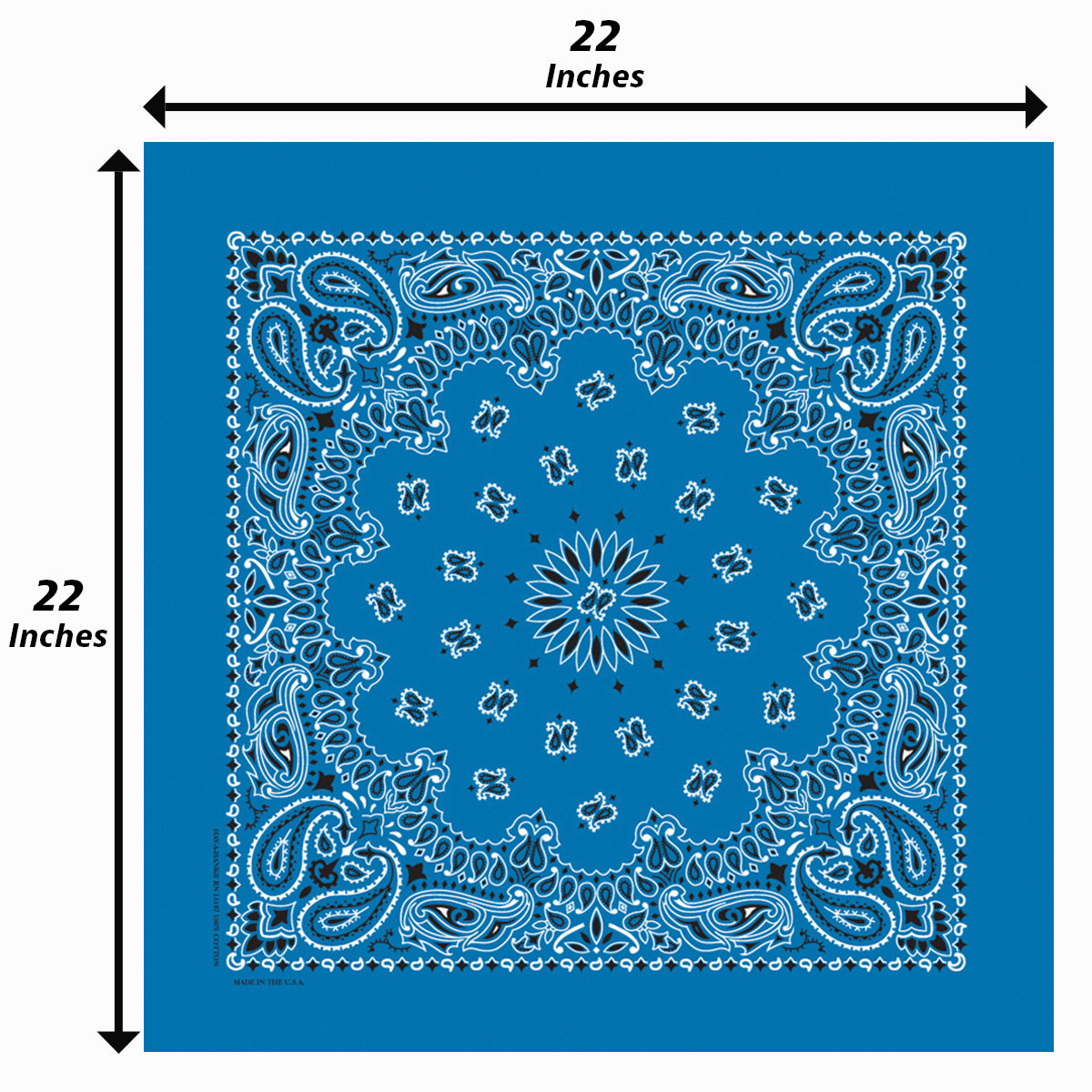 Mirage Blue Paisley Bandanna 4 Pack – Cotton 22x22