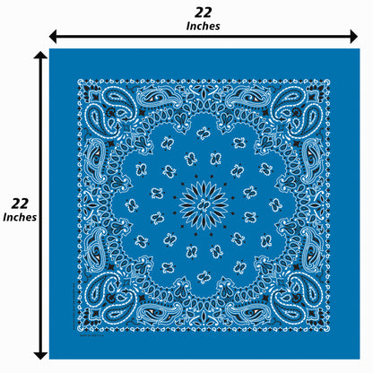 Mirage Blue Paisley Bandanna 4 Pack – Cotton 22x22