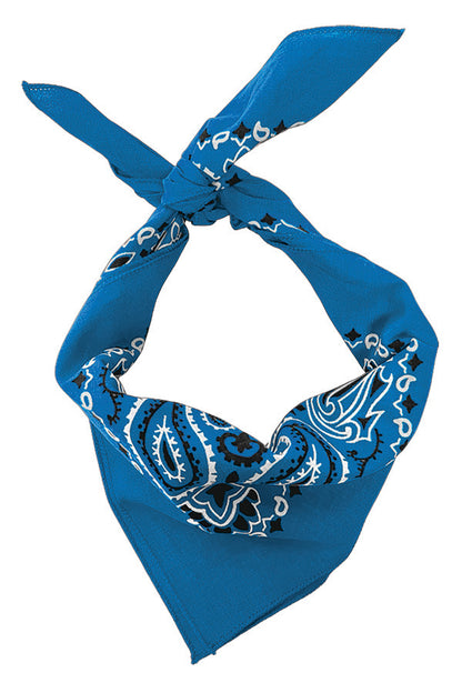 4-Pack USA Made Paisley Bandanna - MIRAGE BLUE, traditional paisley design, 100% cotton, USA made, stylish blue bandanna.