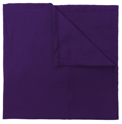 Dark Purple Solid Color Bandanna 4 Pack - Cotton 22x22, 100% cotton, large 22x22 inch bandanna, perfect for headband, scarf, or neck tie.