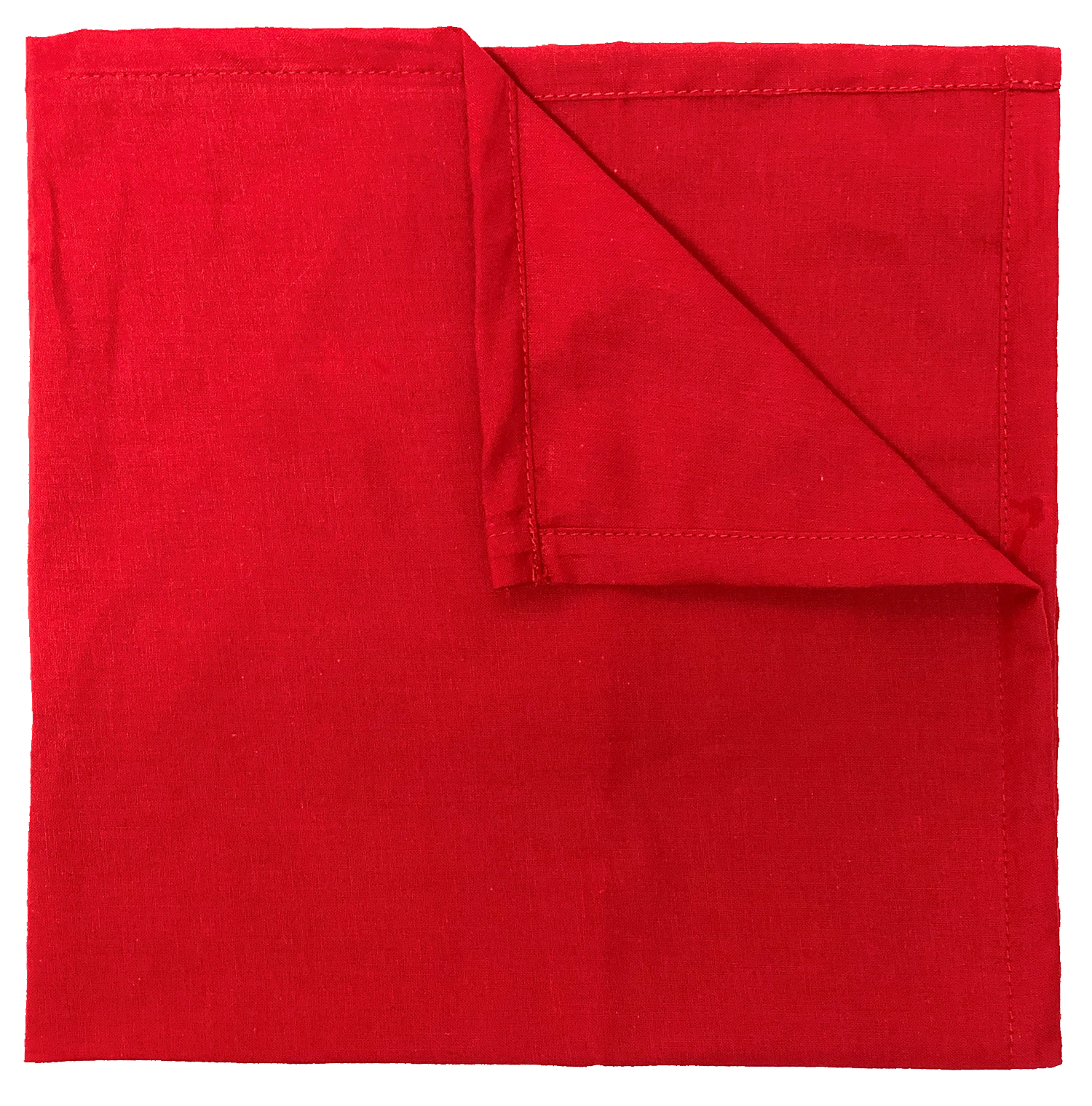 Red Solid Color Bandanna 4 Pack - Cotton 22x22, large red square bandanna with quality stitching, versatile for various uses.
