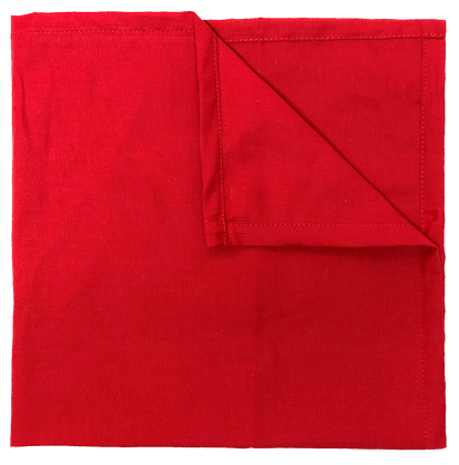 Red Solid Color Bandanna 4 Pack - Cotton 22x22, large red square bandanna with quality stitching, versatile for various uses.