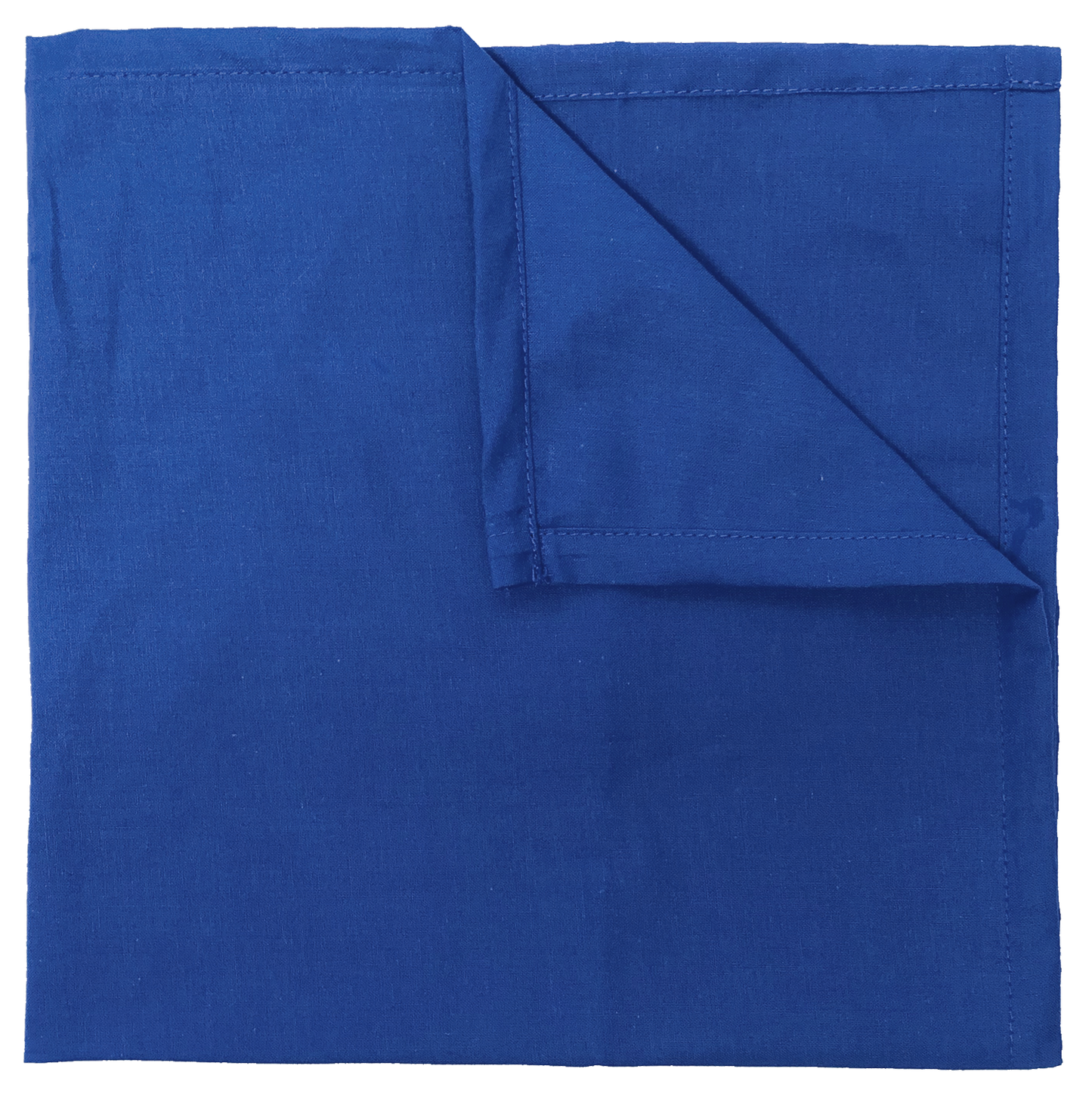 Royal Blue Solid Color Bandanna 4 Pack - Cotton 22x22, showing a folded blue square fabric with quality stitching.