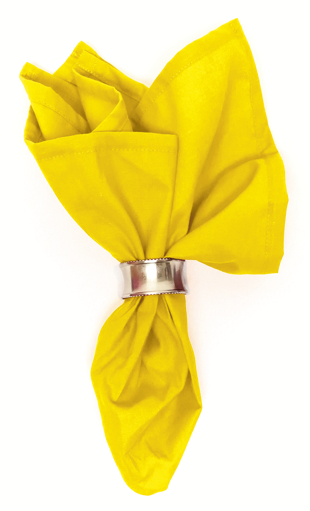 Bright Yellow Solid Color Bandanna 4 Pack - Cotton 22x22 displayed with silver ring