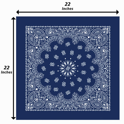 Navy Blue Bandanna 4 Pack – Cotton Paisley 22x22