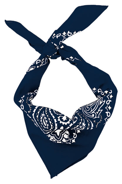 Navy Blue Bandanna 4 Pack – Cotton Paisley 22x22