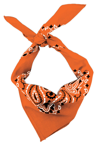 12-Pack USA Made Paisley Bandanna - ORANGE