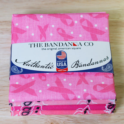 Power of Pink Bandanna Assortment 4-Pack - Made In The USA
