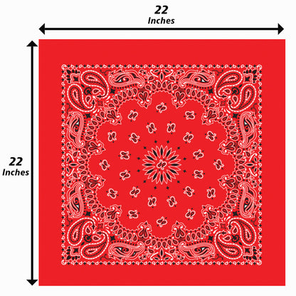 4-Pack USA Made Paisley Bandanna - RED