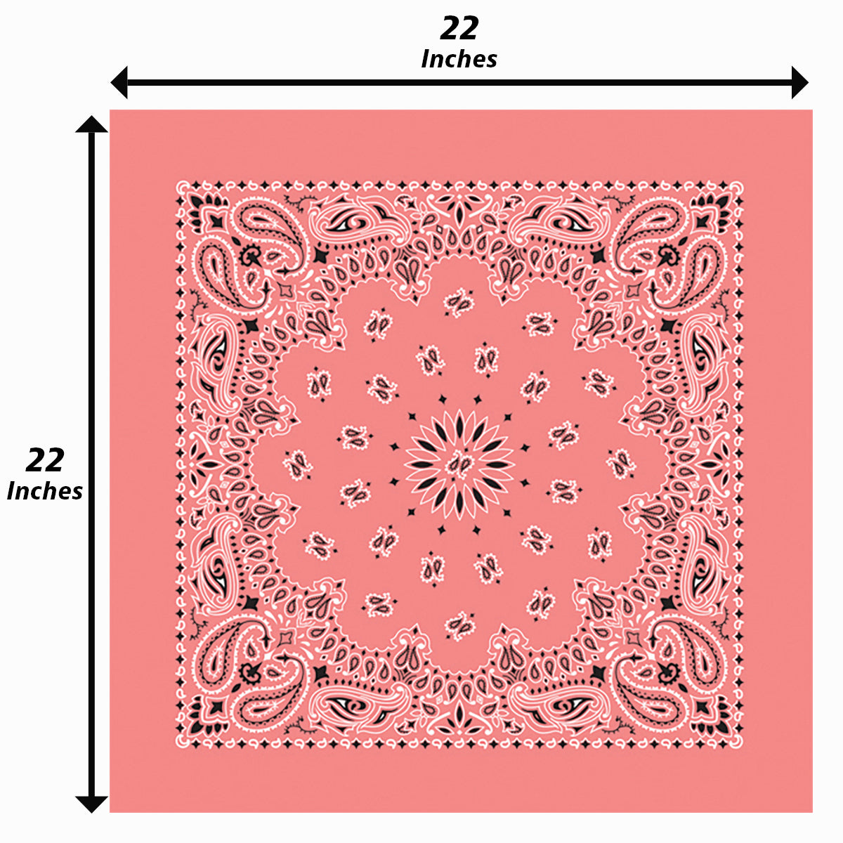 Strawberry Paisley Bandanna 4 Pack – Cotton 22x22, vibrant red with classic paisley pattern, USA made, 22" square cotton fabric.