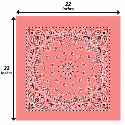 Strawberry Paisley Bandanna 4 Pack – Cotton 22x22, vibrant red with classic paisley pattern, USA made, 22" square cotton fabric.