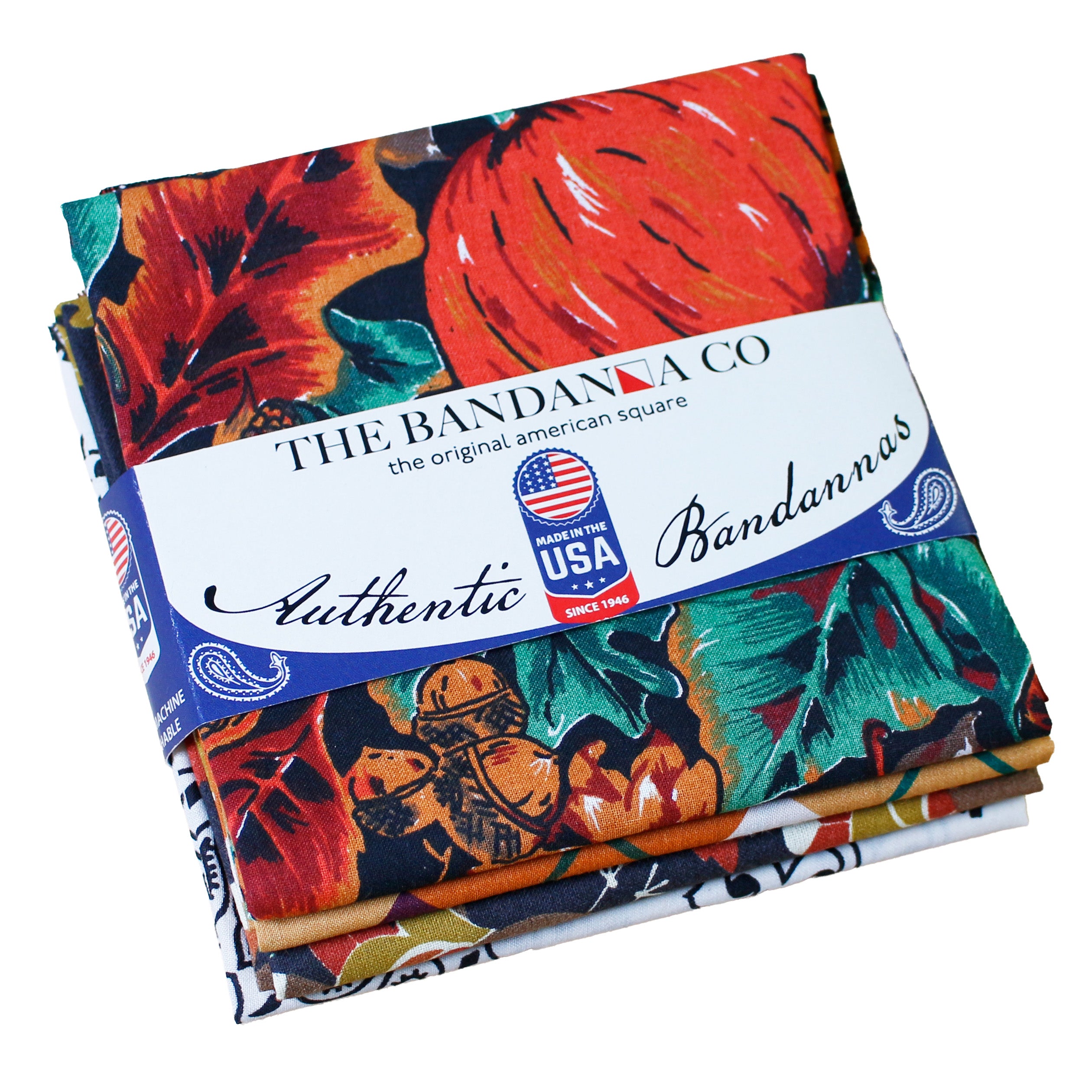 USA Made Cotton Bandanna Pack - 4 Assorted Designs