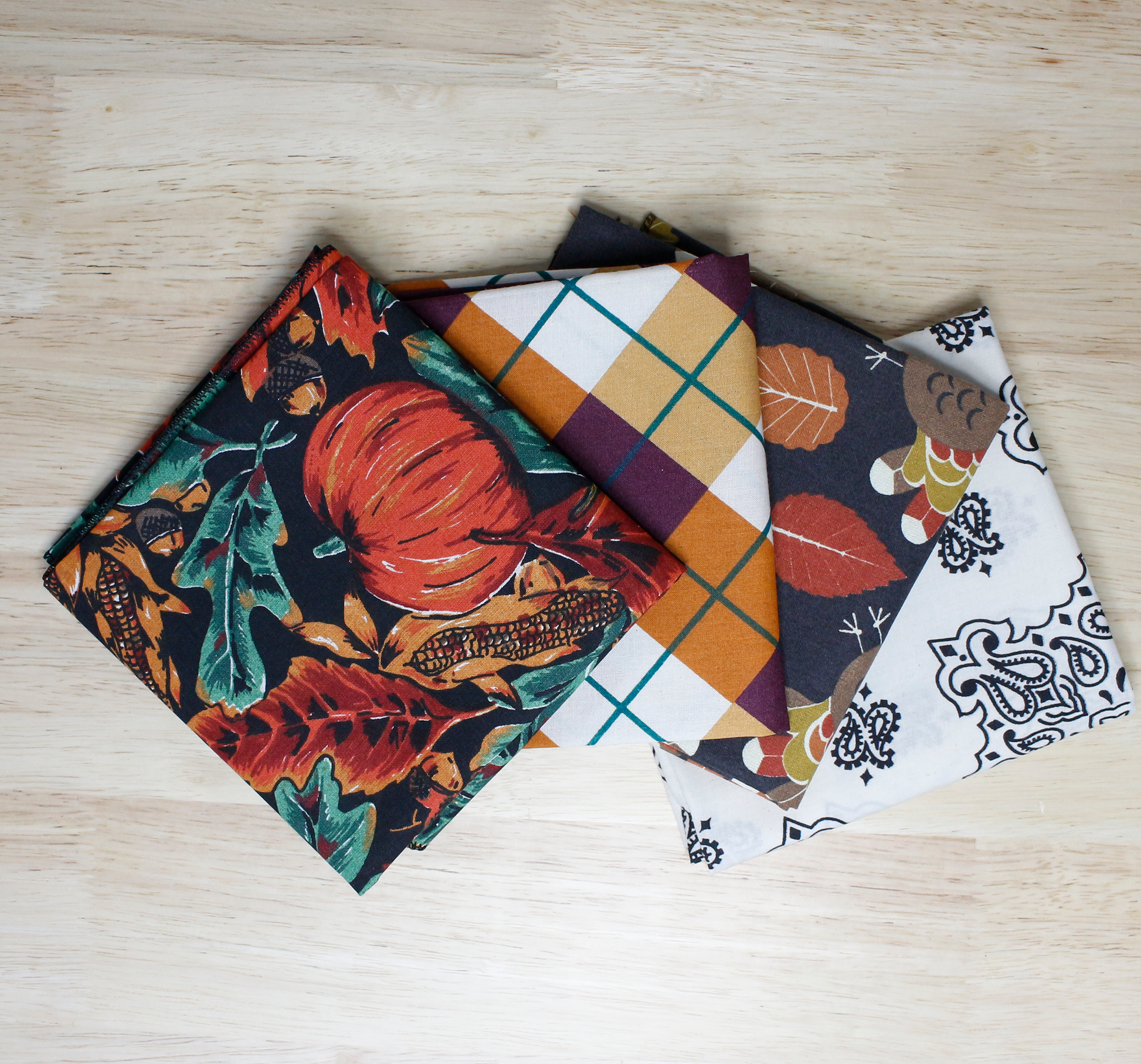 Thankful Threads Bandanna Assortment 4-Pack - Made In The USA featuring assorted colorful cotton designs.