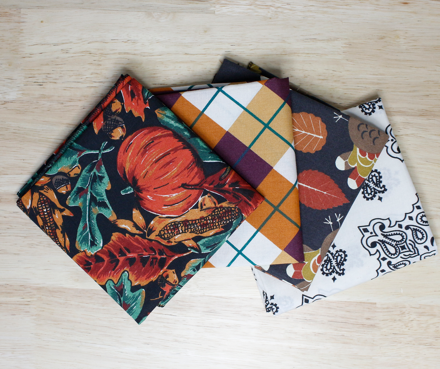 Thankful Threads Bandanna Assortment 4-Pack - Made In The USA featuring assorted colorful designs on cotton bandannas.