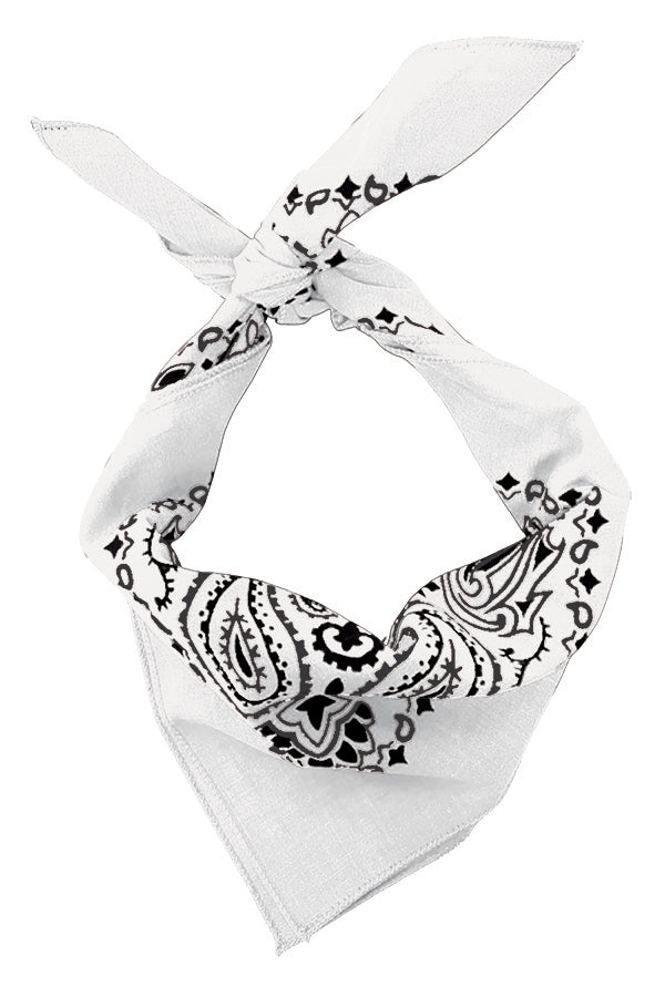 4-Pack USA Made Paisley Bandanna - WHITE