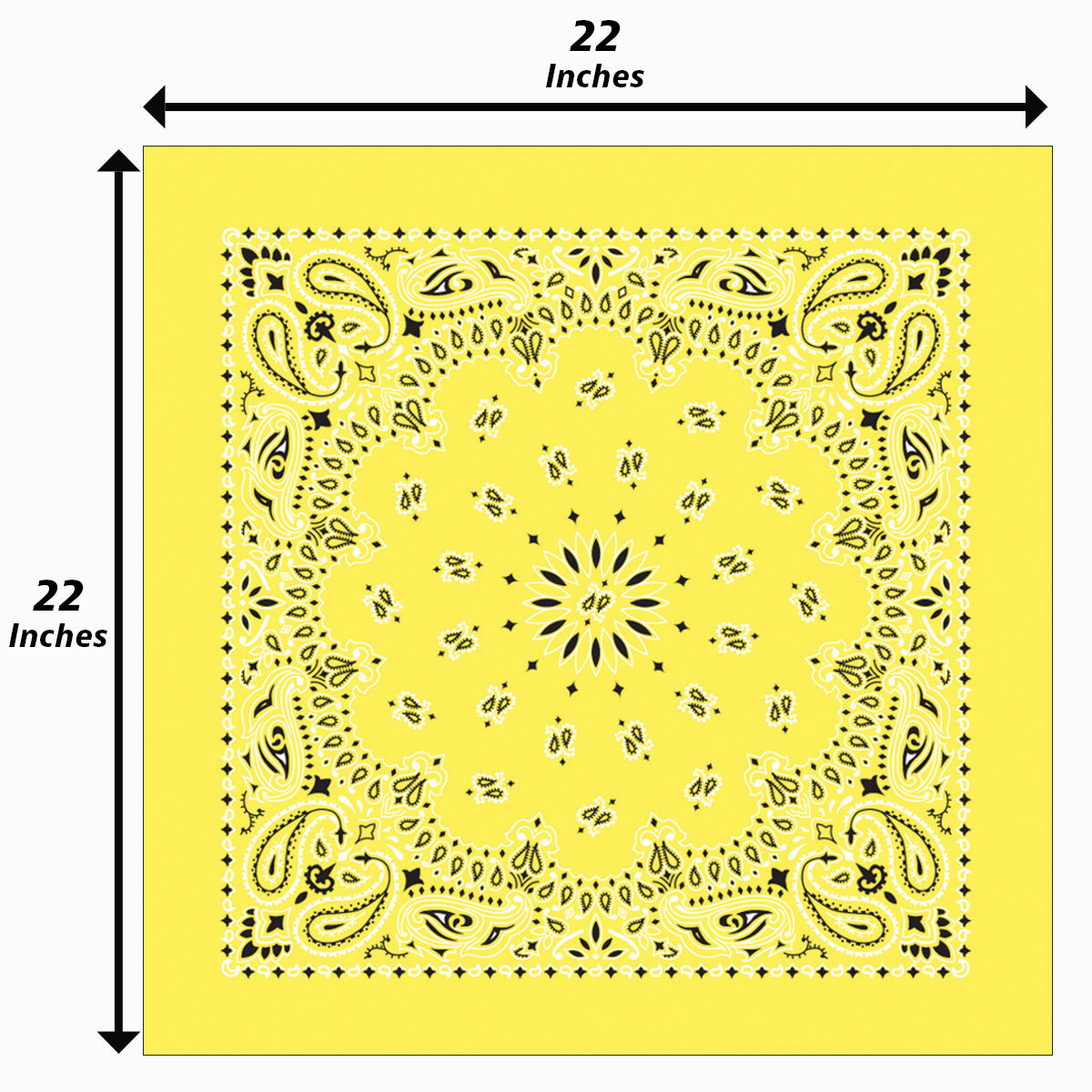 4-Pack USA Made Paisley Bandanna - YELLOW