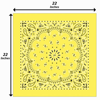 4-Pack USA Made Paisley Bandanna - YELLOW