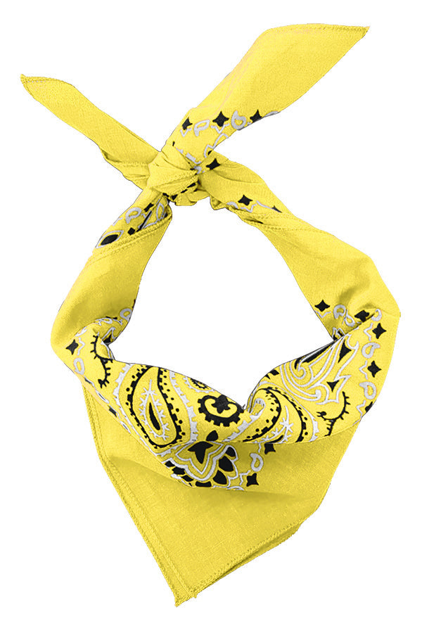 12-Pack USA Made Paisley Bandanna - YELLOW