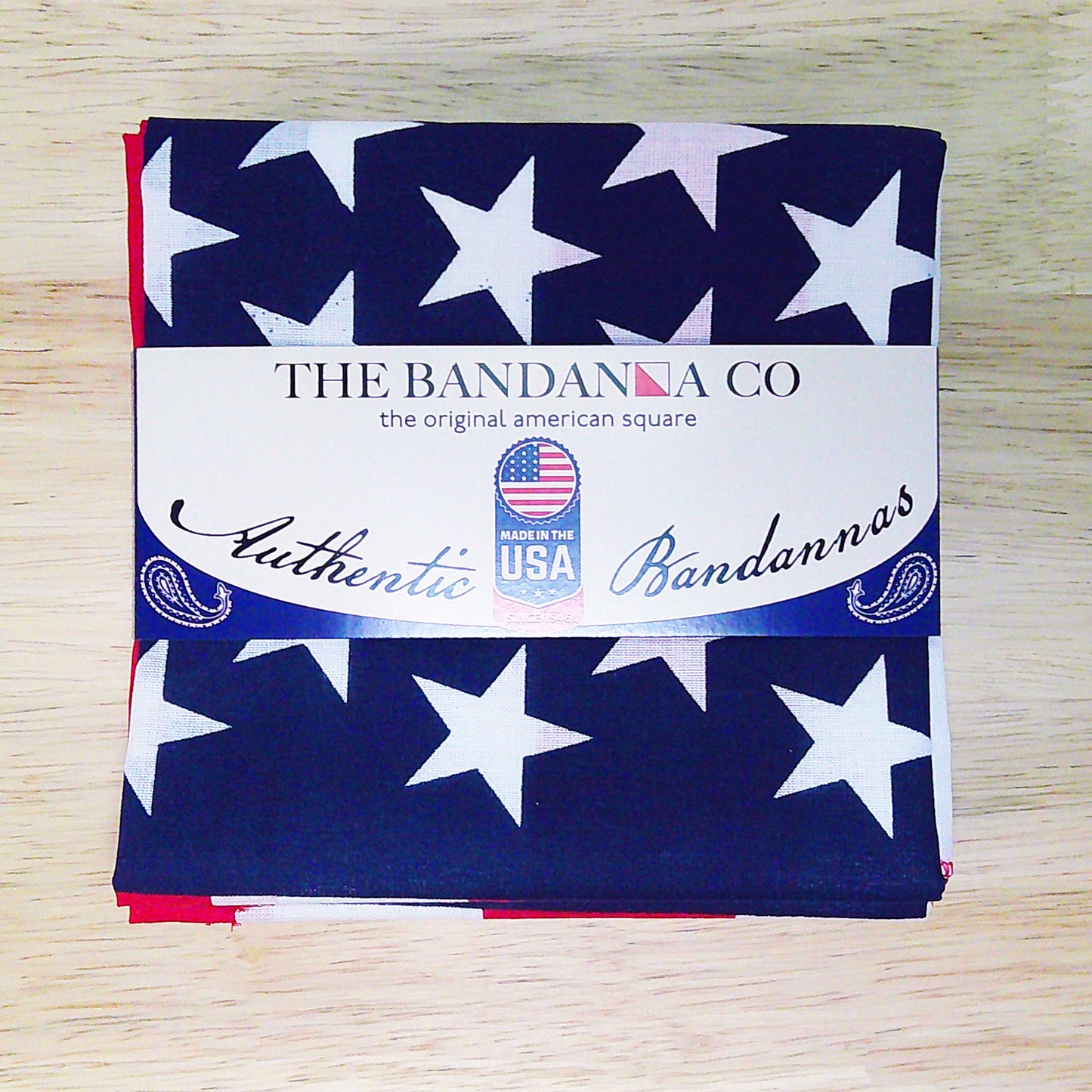 American Flag Bandanna - 4-Pack - Made In The USA with authentic star design, 100% cotton, perfect for patriotic occasions.
