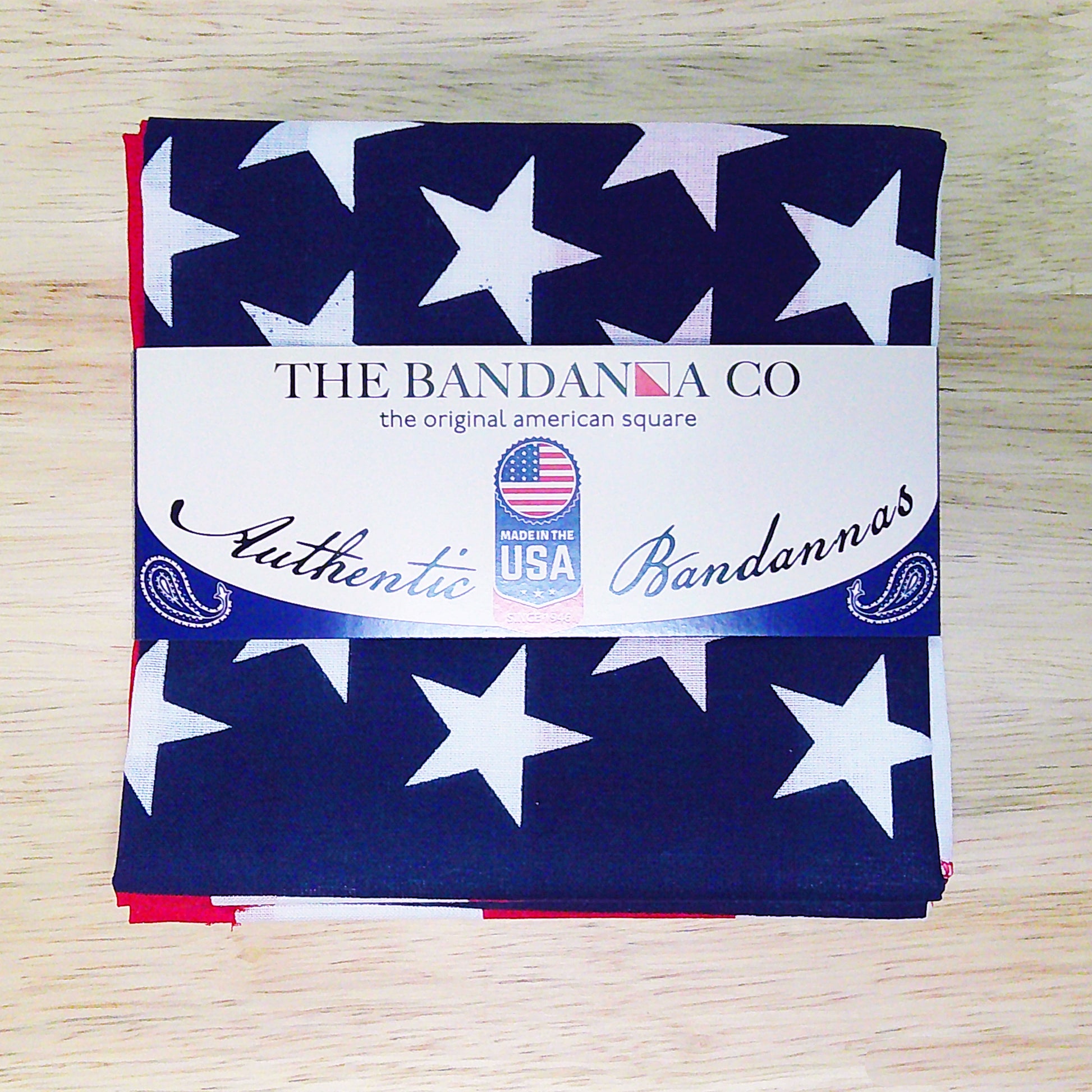 American Flag Bandanna - 4-Pack - Made In The USA with authentic star design, 100% cotton, perfect for patriotic occasions.