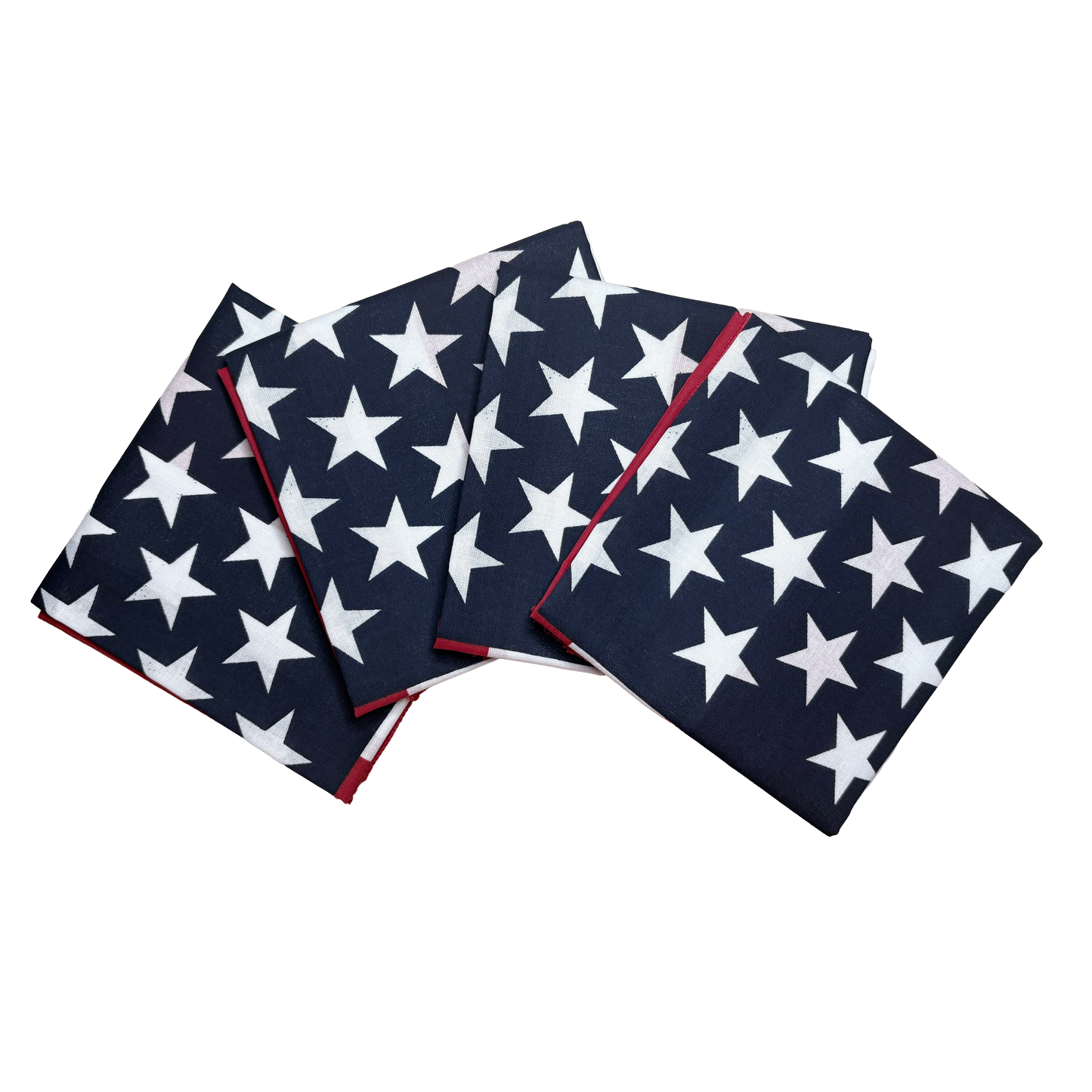 American Flag Bandanna - 4-Pack - Made In The USA in 100% cotton with star patterns