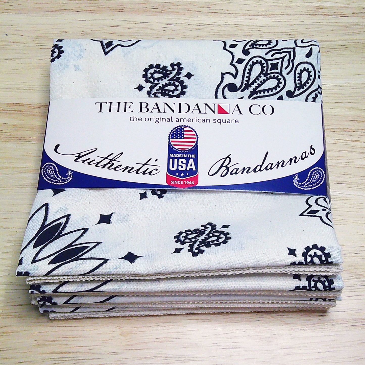 Contemporary Paisley Bandannas - 4-Pack, made in the USA, featuring rolled hem edges and true two-sided print, 100% cotton, 22" x 22".