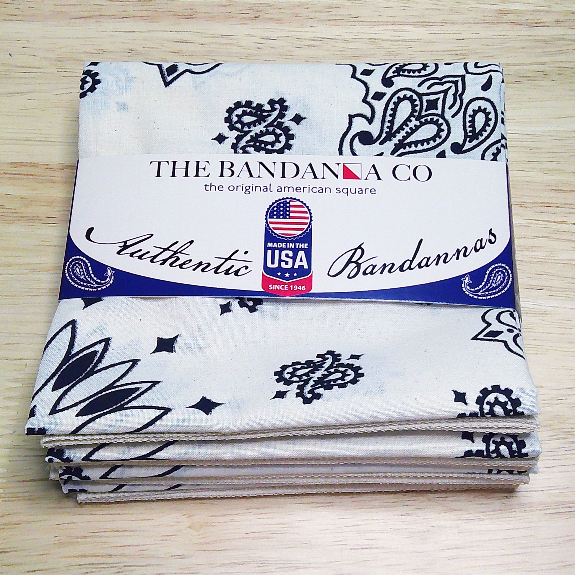 Contemporary Paisley Bandannas - 4-Pack, made in the USA, featuring rolled hem edges and true two-sided print, 100% cotton, 22" x 22".