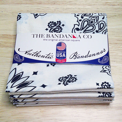 Contemporary Paisley Bandannas - 4-Pack, made in the USA, featuring rolled hem edges and true two-sided print, 100% cotton, 22" x 22".