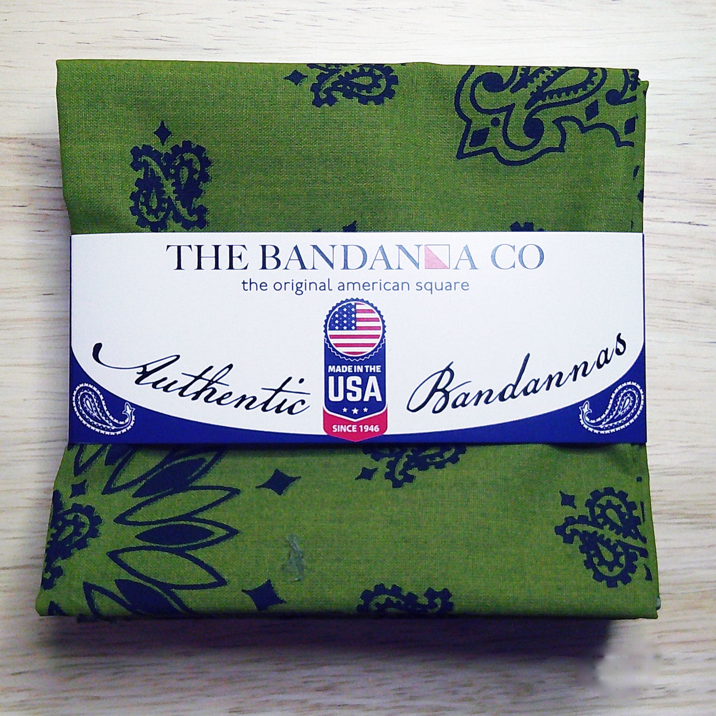 Green paisley pattern bandanna pack made in USA by The Bandanna Co.