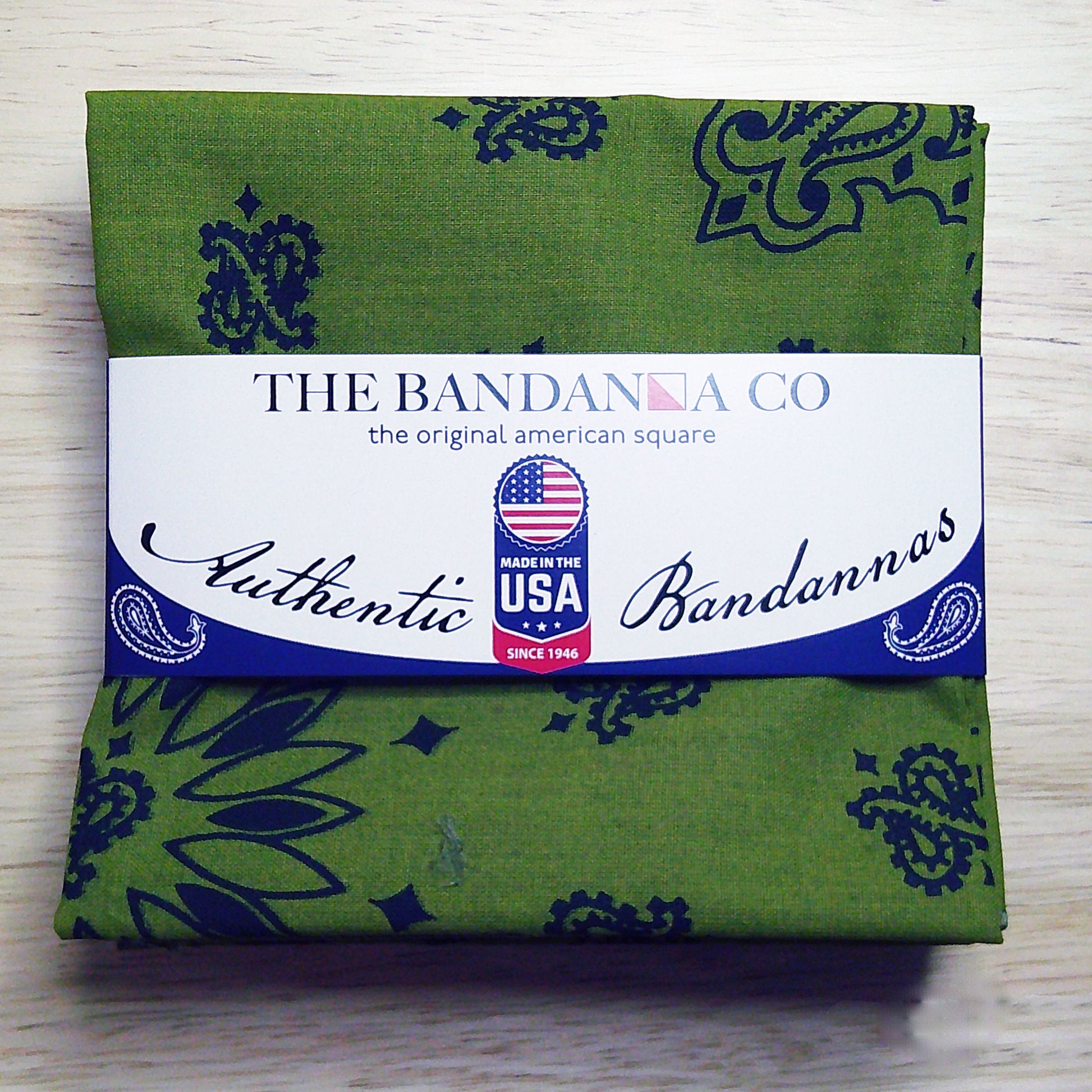 Green paisley pattern bandanna pack made in USA by The Bandanna Co.