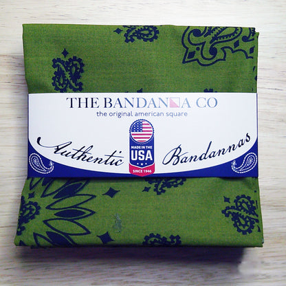 Green paisley pattern bandanna pack made in USA by The Bandanna Co.