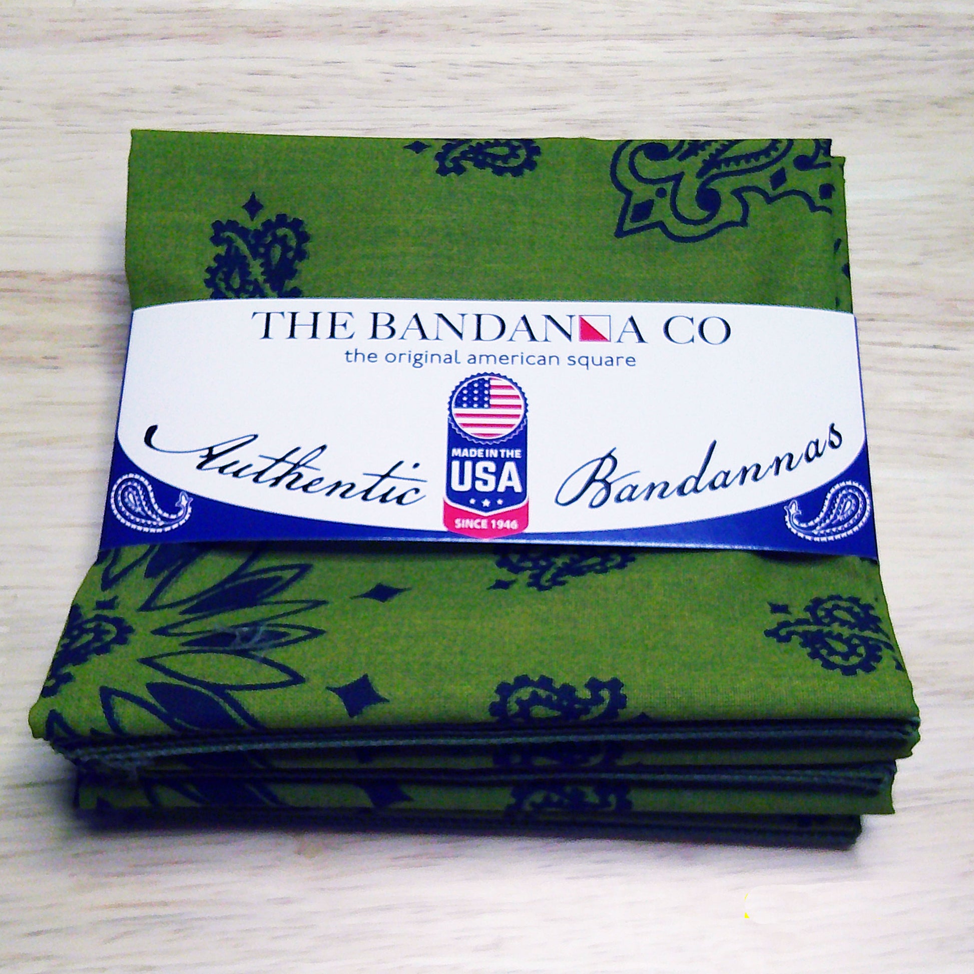 Contemporary Paisley Bandannas - 4-Pack with rolled hem edges, made in the USA, true two-sided print, 22x22 inches, 100% cotton.
