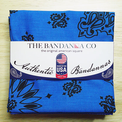 Contemporary Paisley Bandannas - 4-Pack, Made in the USA, 100% Cotton, Rolled Hem Edges, True Two Sided Print, 22x22 inches