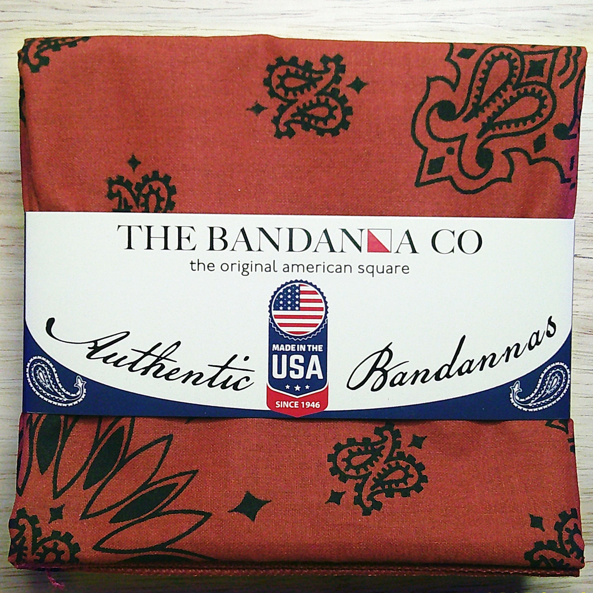 Contemporary Paisley Bandannas - 4-Pack with rolled hem edges, two-sided print, 22"x22", 100% cotton, Made in the USA packaging.