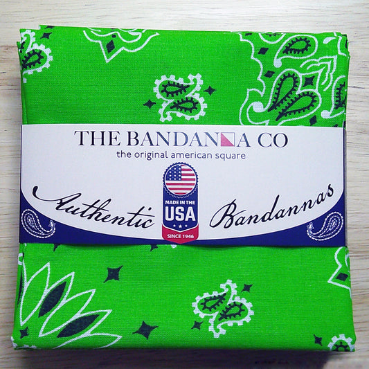 Lime Green Paisley Bandanna 4 Pack - Cotton 22x22