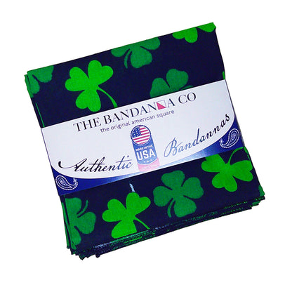 SHAMROCKS - 22" Bandanna - 4-Pack, 100% cotton, made in USA, perfect for St. Patty's Day, high-quality shamrock print bandannas