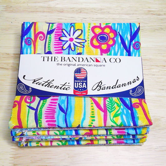 SPRING FLOWERS - 22" Bandanna - 4-Pack