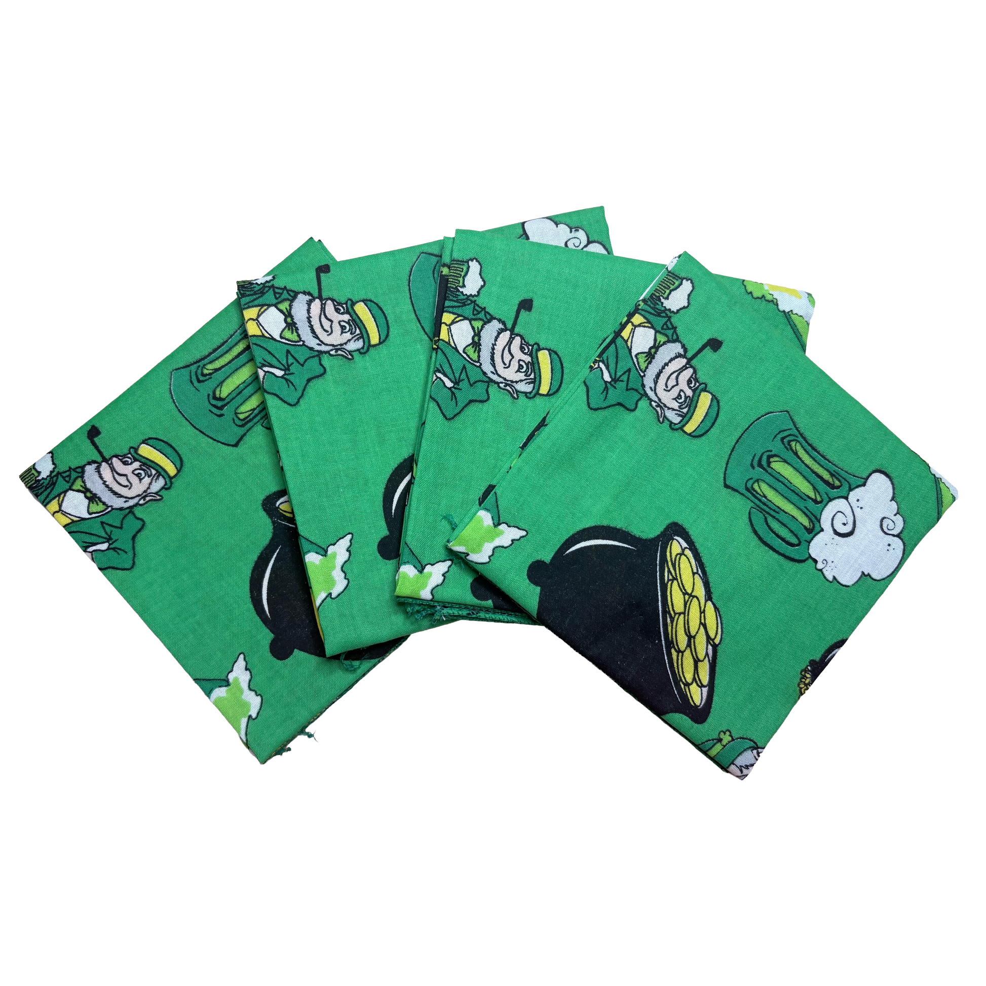 ST. PATTY'S PARTY - 22" Bandanna - 4-Pack, featuring green paisley design perfect for St. Patty's Day, made in the USA