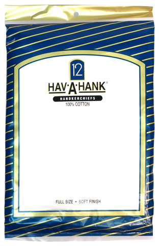 hav-a-hank handkerchiefs HAV-A-HANK 12 PACK FLAT HEM  HANDKERCHIEFS