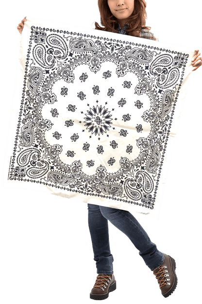 girl holding 35" white bandana