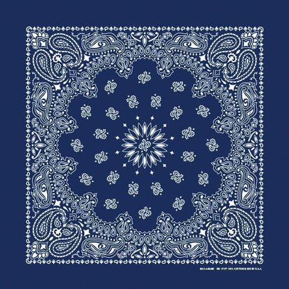 Birchwood Bandanna Assortment 4-Pack - Made In The USA, navy blue paisley design bandanna, 22" x 22" cotton.