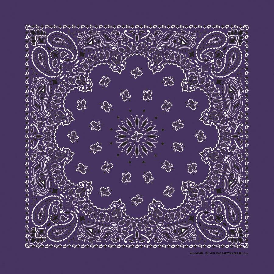 4-Pack USA Made Paisley Bandanna - PLUM featuring traditional paisley design on a plum background.