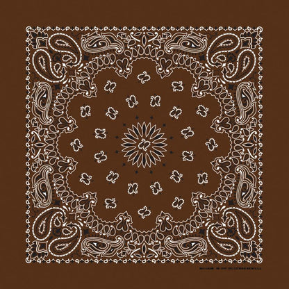 Birchwood Bandanna Assortment 4-Pack - Made In The USA, brown paisley design bandanna, 22x22 inch cotton.