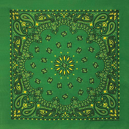 Kelly Green & Yellow Paisley - The Bandanna Store