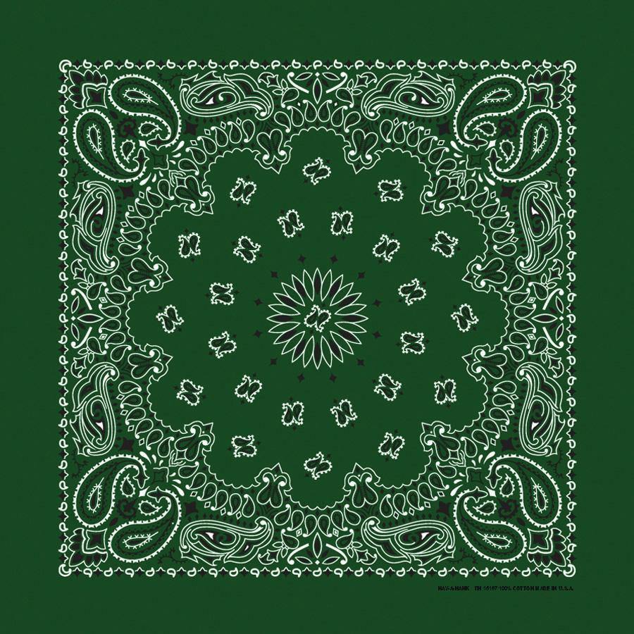 Birchwood Bandanna Assortment 4-Pack - Made In The USA green paisley bandanna design