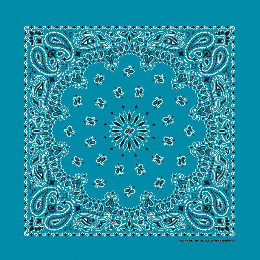 Desert Jewel Bandanna Assortment 4-Pack - Made In The USA, turquoise paisley design bandanna, 100% cotton, 22x22 inches
