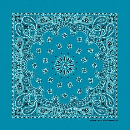 Desert Jewel Bandanna Assortment 4-Pack - Made In The USA, turquoise paisley design bandanna, 100% cotton, 22x22 inches