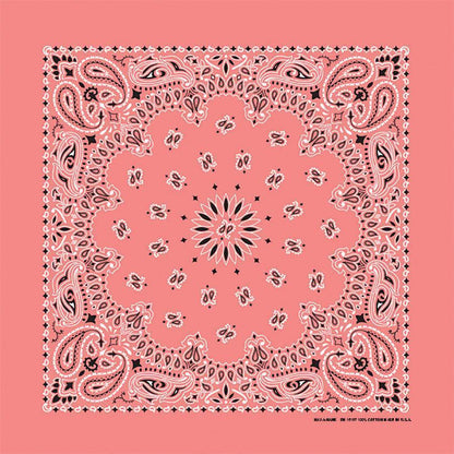 4-Pack USA Made Paisley Bandanna - STRAWBERRY featuring a vibrant strawberry color with traditional paisley design.